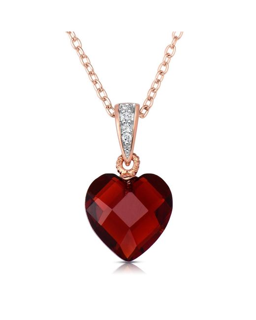 Genevive Jewelry Red Sterling Silver Cubic Zirconia Heart Shape Necklace