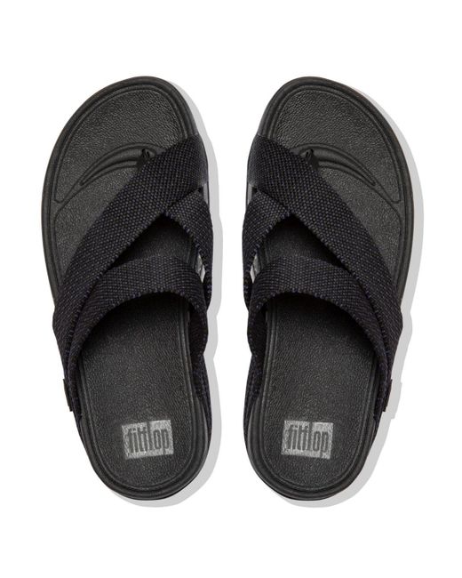 Fitflop Black Sling Weave Toe Post Sandals for men
