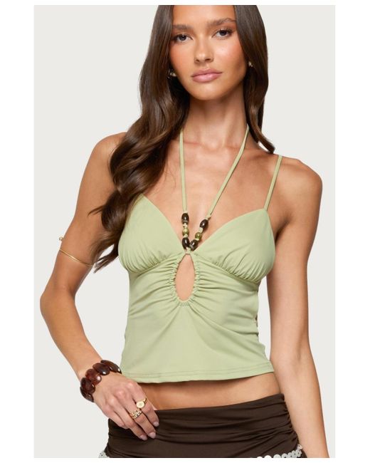 Edikted Green Haylie Cut Out Halter Top