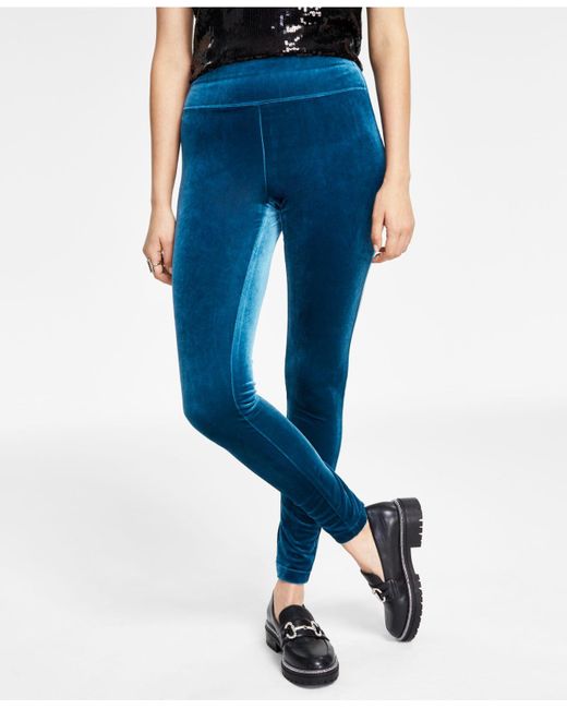 INC International Concepts Blue Velvet Non-seam Skinny Leggings, Created For Macy's