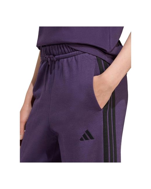 Adidas Purple Essentials 3-stripes Open Hem Pants