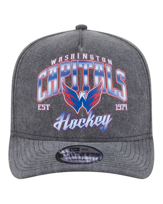 KTZ Gray Washington Capitals Throwback Washed A-frame Pre-curved 9fifty Snapback Hat for men
