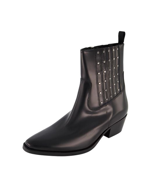 Karl Lagerfeld Black Studded Leather Chelsea Boots for men
