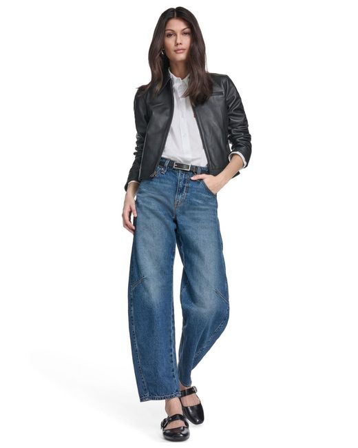 Levi's Blue Real Leather Laydown Collar Jacket