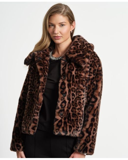 Isaac Mizrahi New York Brown Oversized Collar Jacket