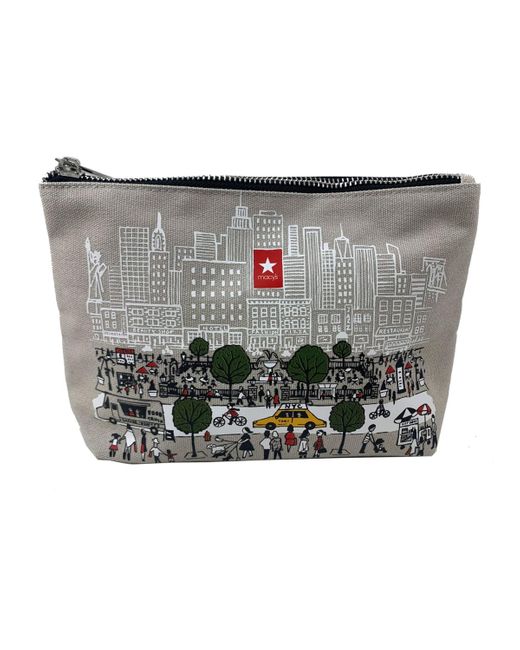 Macy's Gray New York City Canvas Cosmetic Bag