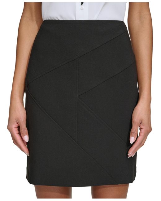 Karl Lagerfeld Black Seamed Zip-back Mini Skirt