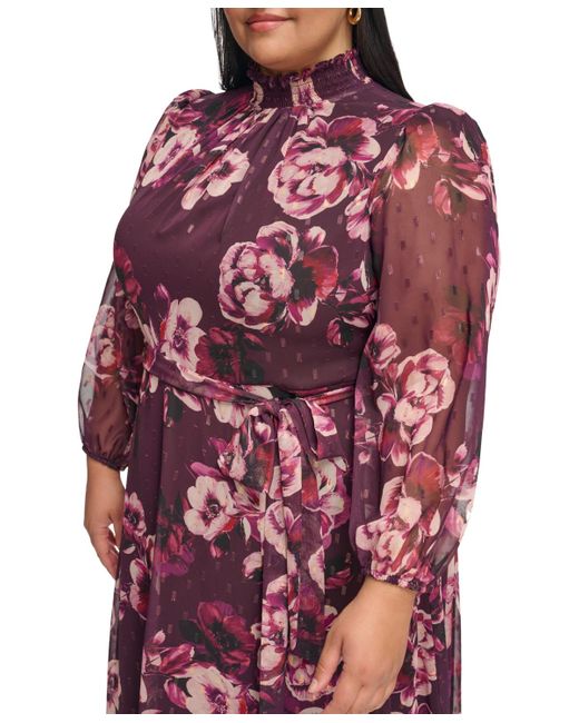Jessica Howard Plus Size Floralprint Mockneck Midi Dress in Red Lyst