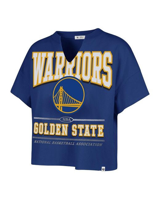 '47 Blue Golden State Warriors Elation Oversized Notch Neck T-shirt