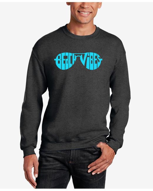 LA Pop Art Blue Beach Vibes Word Art Crewneck Sweatshirt for men