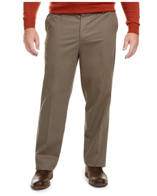 Dockers Big & Tall Signature Lux Cotton Classic Fit Creased Stretch Khaki Pants in Brown for Men