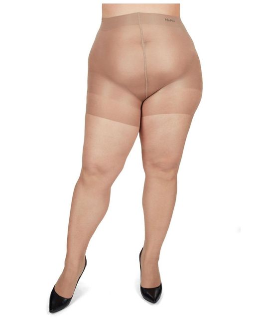 Memoi White Plus Size Curvy Silky Sheer Control Top Pantyhose Mm-2210
