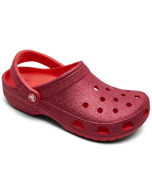 CROCSTM Red Classic Glitter Clogs From Finish Line
