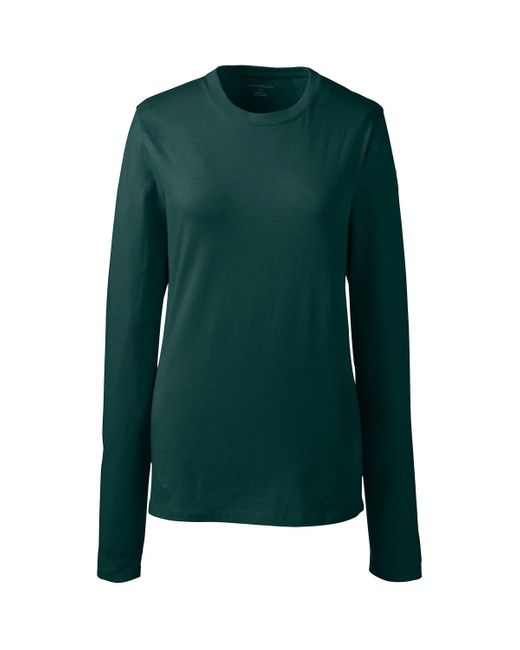 Lands' End Green School Uniform Long Sleeve Essential T-shirt