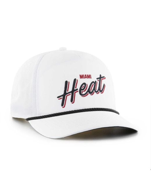 '47 White 47 Brand Miami Heat Fairway Hitch Brrr Adjustable Hat for men