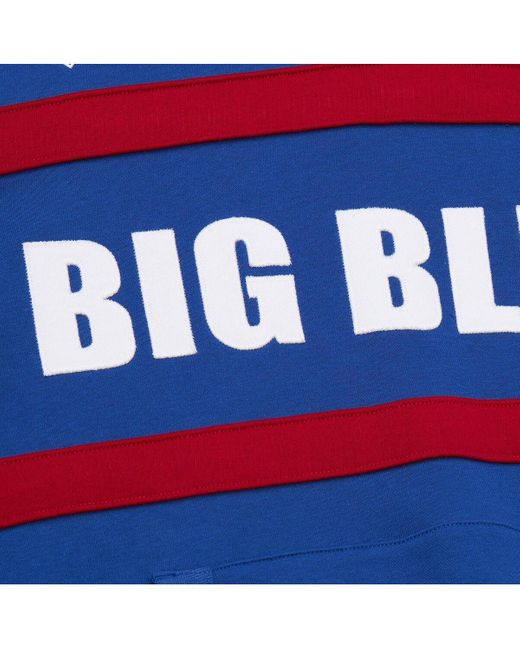 Mitchell & Ness Blue Mitchell Ness New York Giants Logo Head Coach Fleece Pullover Hoodie for men