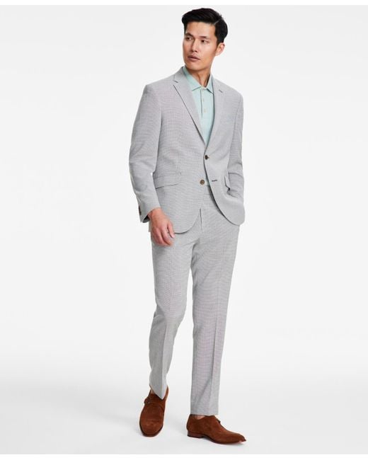 Kenneth Cole Gray Slim-fit Mini-houndstooth Suit for men