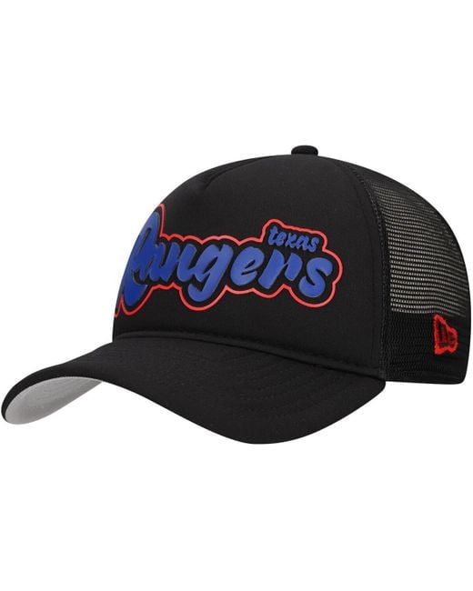 KTZ Blue Texas Rangers Retro Bold A-frame Trucker 9forty Adjustable Hat for men
