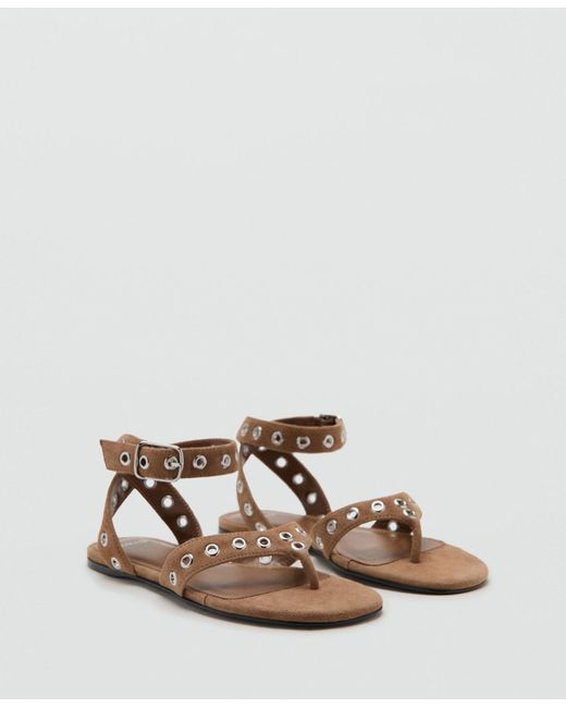Mango White Eyelet Straps Leather Als