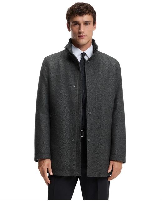 Boss Gray Boss By Relaxed-fit Wool-blend Coat for men