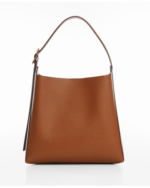 Mango Brown Buckle Detail Shopper Bag