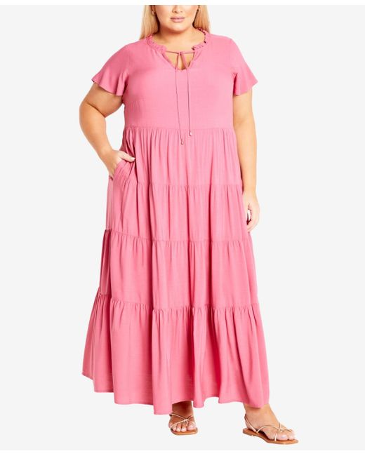 Avenue Pink Plus Size Lani Maxi Dress