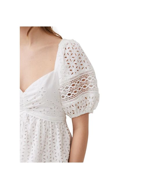 French Connection White Alissa Eyelet A-line Dress