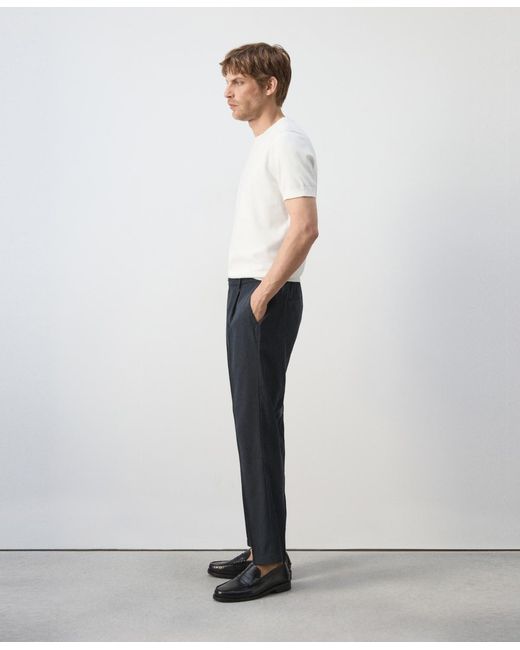 Mango Blue Regular-fit Pleated Pants for men