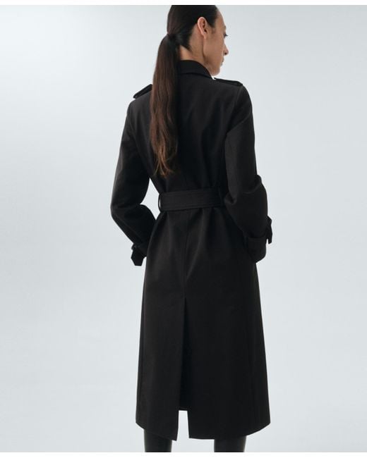 Mango Black Classic Cotton Trench Coat