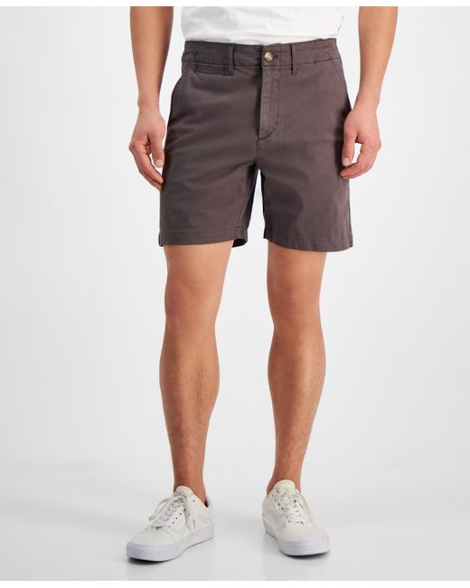 Sun & Stone Gray Sun + Stone Colin Flat Front 7" Chino Shorts for men