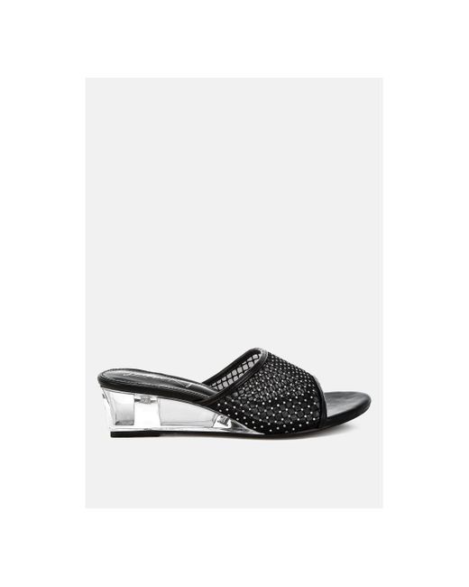 LONDON RAG White Tempra Mesh Clear Heel Wedge Sandals