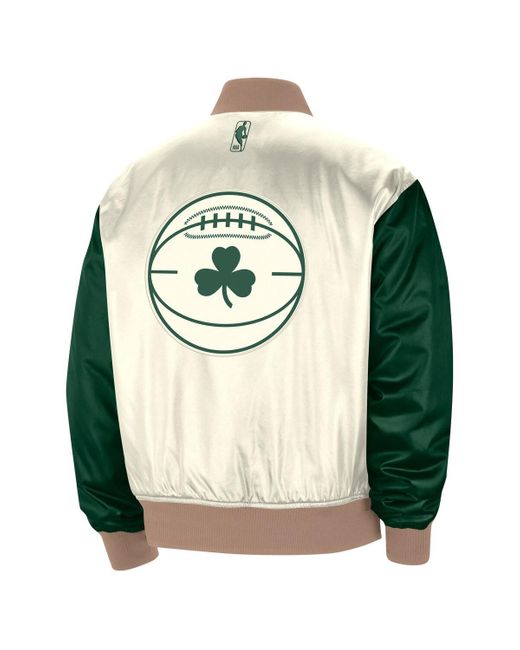 Nike Natural Boston Celtics 2023/24 City Edition Courtside Premier Full-snap Bomber Jacket for men