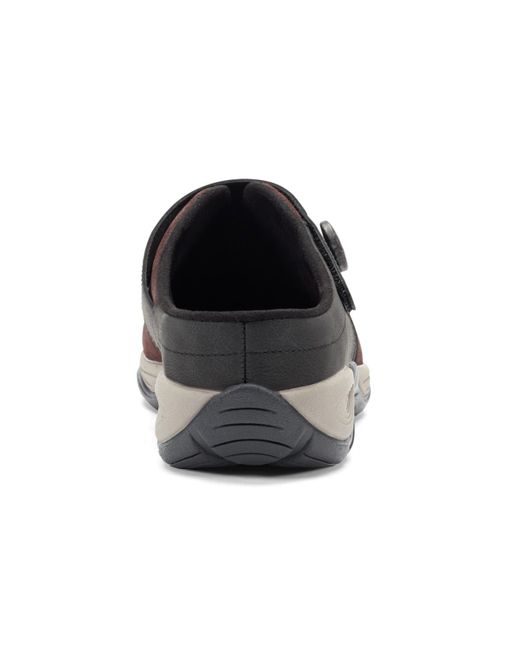 Easy Spirit Brown Edline Button Strap Slip-on Mules