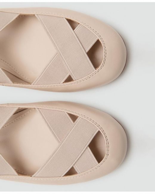 Mango Natural Criss-cross Strap Ballet Flats