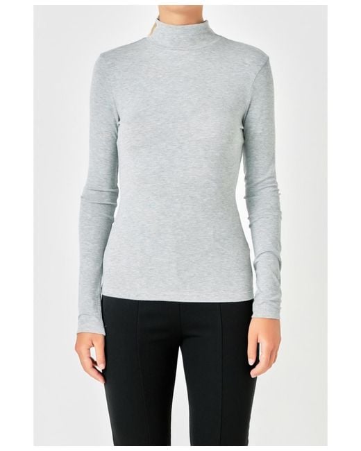 Endless Rose Gray Mock Neck Top