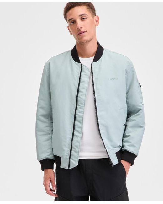 BOSS Men's Blue Hugo By Baken2435 Slim-fit Satin Bomber Jacket