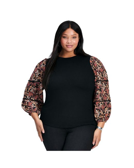 Avenue Black Melody Blouson Sleeve Top