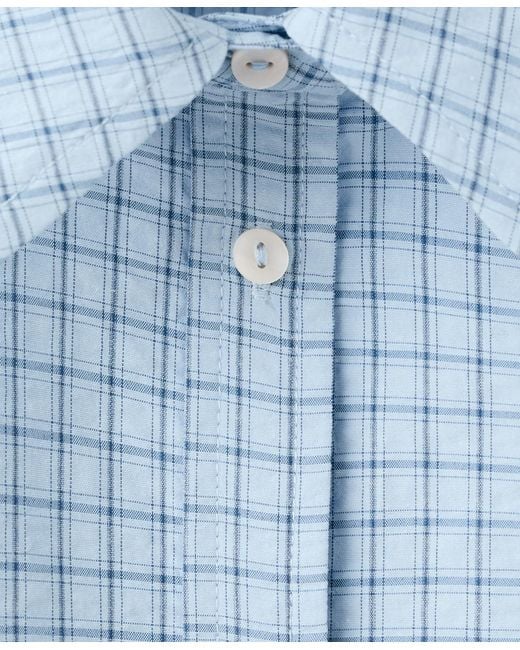 Mango Blue Straight Checked Shirt