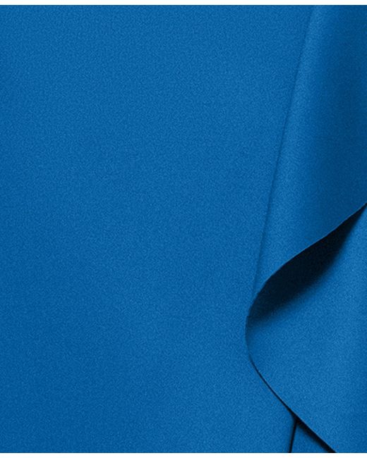 Xscape Blue Ruffled One-shoulder Scuba Gown