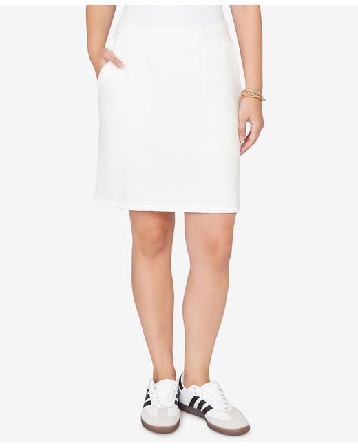 Ruby Rd White Petite French Terry Pull-on Skort
