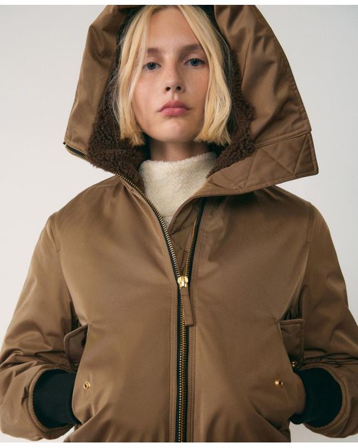 Mango Brown Fleece Lining Bomber Jacket