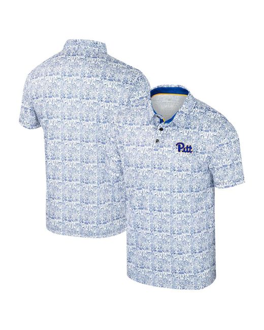 Colosseum Athletics Blue Pitt Panthers It's Time Allover Print Polo Shirt for men