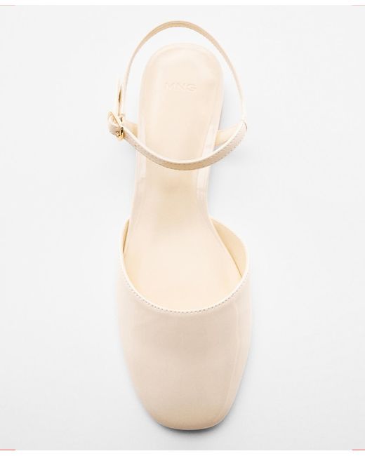 Mango White Patent Leather-effect Slingback Shoes