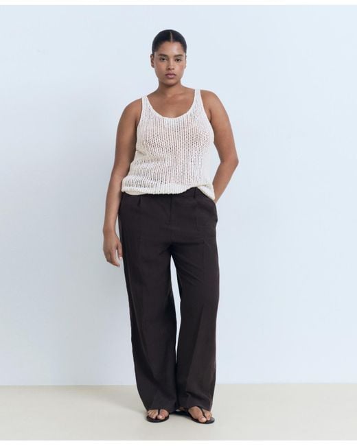 Mango White Straps Crochet Top