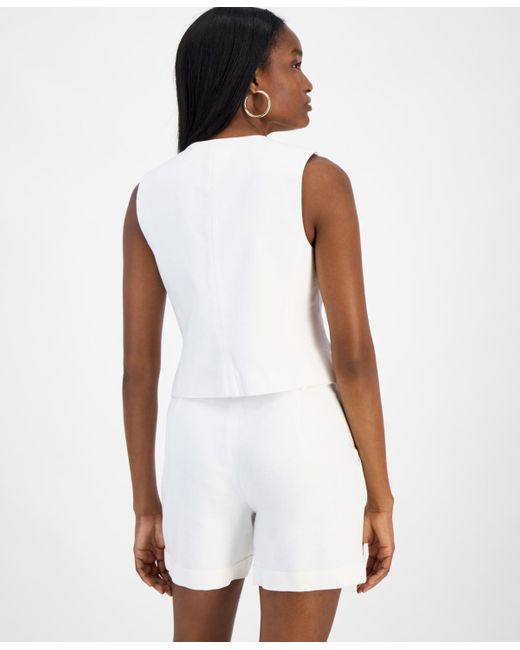 BarIII White Button-front Vest