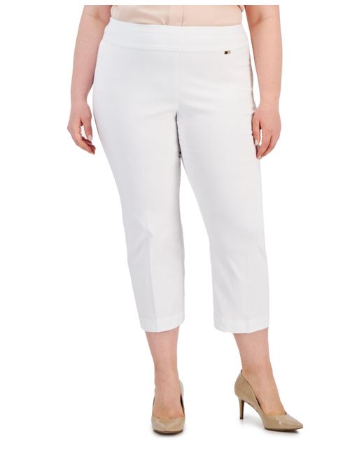 INC International Concepts White Plus Size Mid-rise Pull-on Capri Pants