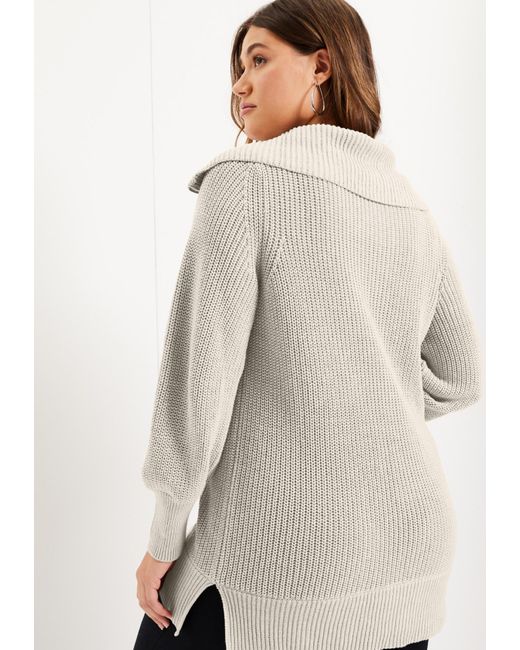 June + Vie Black June + Vie Plus Size Half-zip Sweater