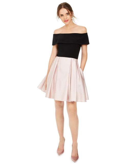 Betsy & Adam White Off-the-shoulder Fit & Flare Dress