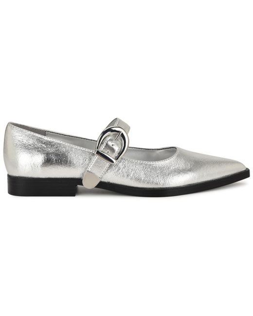 Nine West White Katrel Mary Jane Pointy Toe Flats