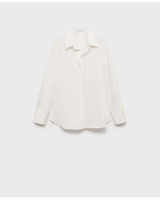 Mango White Semi-transparent Striped Shirt